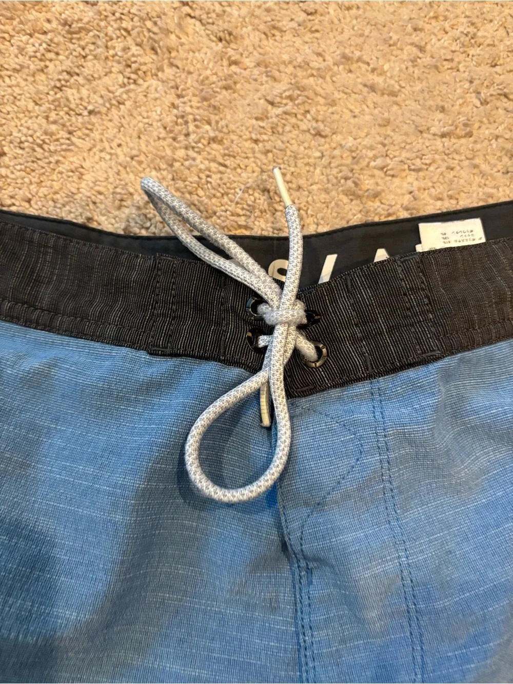 VISSLA Light Blue Swim Trunks with Black Waistband